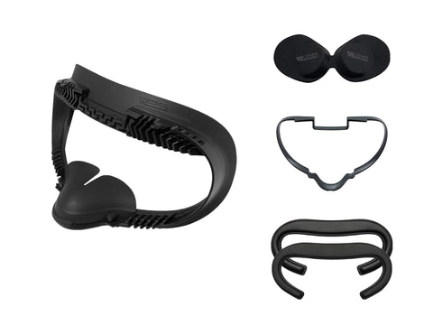 Fitness Facial Interface and Foam Set with XL Spacer for Meta/Oculus Quest 2 (Dark Grey & Black)